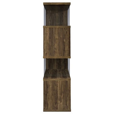 63" Walnut and Glass Zig Zag Bookcase
