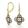 Guili Cubic Zirconia Sterling Silver Black And Gold Lace Deco Euro Earrings - 2 of 2
