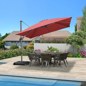 PURPLE LEAF Cantilever Umbrella Rectangle Outdoor Patio Umbrella Large Offset Hanging Umbrella with 360-degree Rotation Adjustable With Base - 1 of 4