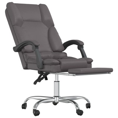 Gray Faux Leather Reclining Office Chair with Massage Function