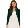 INSPIRE CHIC Women's Long Sleeve Cocktail Party Open Front Cropped Velvet Bolero Shrugs - 2 of 4