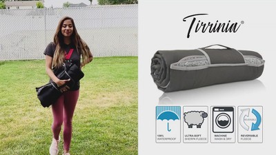 Tirrinia Black and Grey Waterproof Sherpa Outdoor Blanket 66'' x 90''