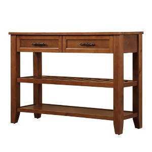 NicBex 42.01''Console Table with 2 Storage Drawers Mid-Century Wooden Side Table with 2-Tier Shelves for Entryway,Living Room - 1 of 4