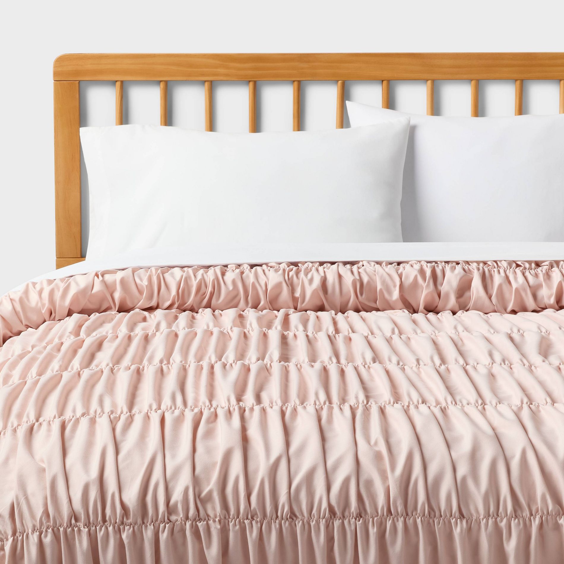 Twin/Twin XL Ruched Comforter Pink for Dorm - Room Essentials™