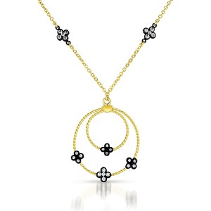Guili Cubic Zirconia Sterling Silver Black And Gold Round Drop Necklace - 1 of 2