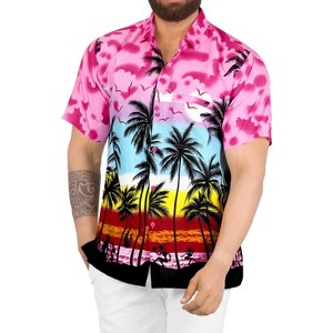 LA LEELA Mens Hawaiian Shirts Short Sleeve Button Down Shirt Men's Vacation Shirts Summer Beach Casual Tropical Shirts for Men Funny - 1 of 4