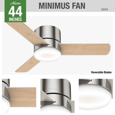 Minimus 44" Nickel Low Profile Ceiling Fan with LED Light and Remote