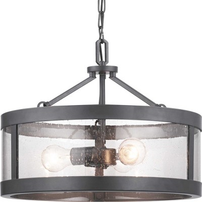 Graphite Seeded Glass 3-Light Farmhouse Ceiling Fixture
