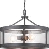 Progress Lighting Gresham 3-Light Semi Flush Convertible Ceiling Light in Graphite with Seeded Glass Shade - 2 of 4