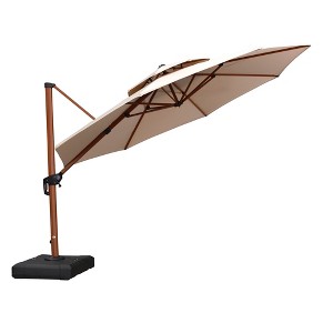 PURPLE LEAF Outdoor Umbrella with Base Patio Round Large Cantilever Umbrella Windproof Offset Heavy Duty Sun Umbrella for Garden Deck Pool - 1 of 4
