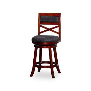 24" Counter Height Swivel Stool Modern Dining Chairs Bar Chairs X-Backrest Chair Armless Stool - 1 of 4