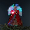Northlight Lighted Fiber Optic Angel Christmas Tree Topper - 12" - Red and Gold - 2 of 4