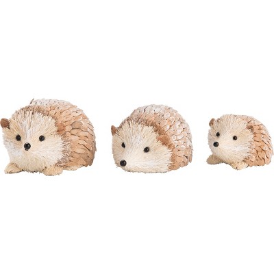 Transpac Foam 7 in. White Christmas Natural Winter Hedgehog Set of 3