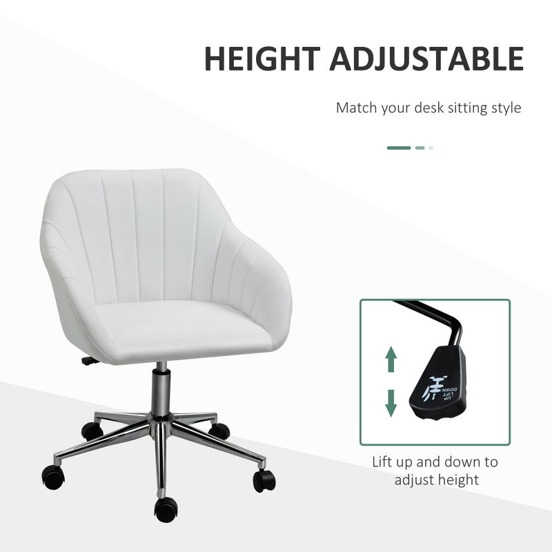 Vinsetto MidBack Home Office Chair Adjustable Height Computer Desk Chair with Padded Back and Armrests PU Leather Adjustable Height and 360 Swivel Wheels for Sturdy Bedroom, 3 of 9