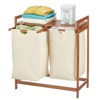 mDesign Bamboo Freestanding Double Laundry Basket Hamper Organizer - 4 of 4