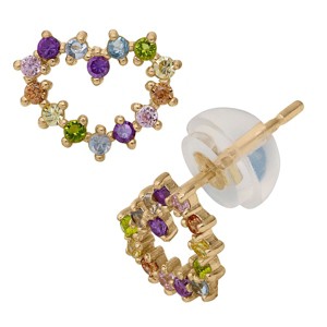Junior Jewels 14K Yellow Gold Children's Cubic Zirconia Heart Earrings - 1 of 2