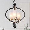 LNC Charm 3-Light 14.5" Modern Lantern  Small Chandelier, Matte Black with Opal Glass - 2 of 4