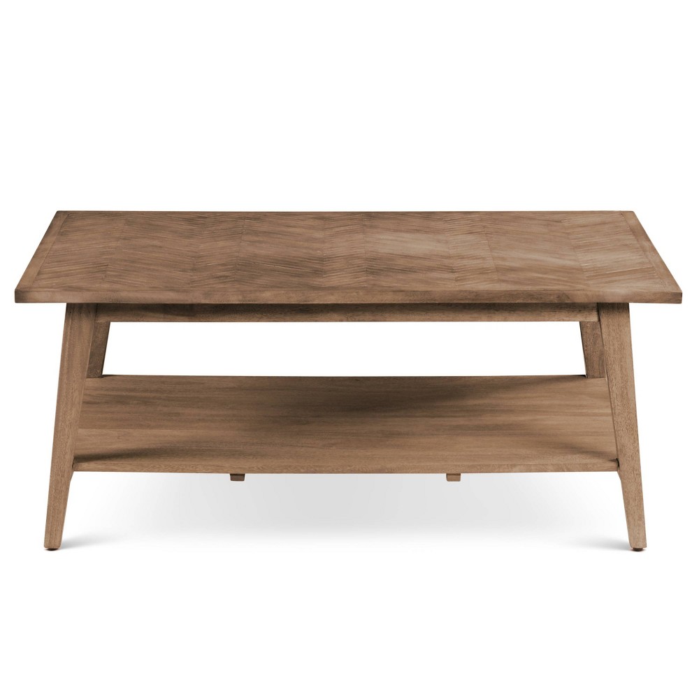 Milani Rectangle Cocktail Table Natural: Mango Wood, Mid-Century Modern, Storage Shelf - Steve Silver Co.
