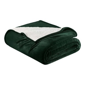 Velvet Plush Blanket with Faux Shearling Reverse - Great Bay Home - 1 of 4