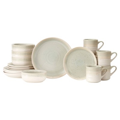 Baum Bros. 16pc Stoneware Hearth Seafoam Dinnerware Set