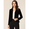 INSPIRE CHIC Women's Notched Lapel Long Sleeve Office Button Velvet Suit Blazer - 3 of 4