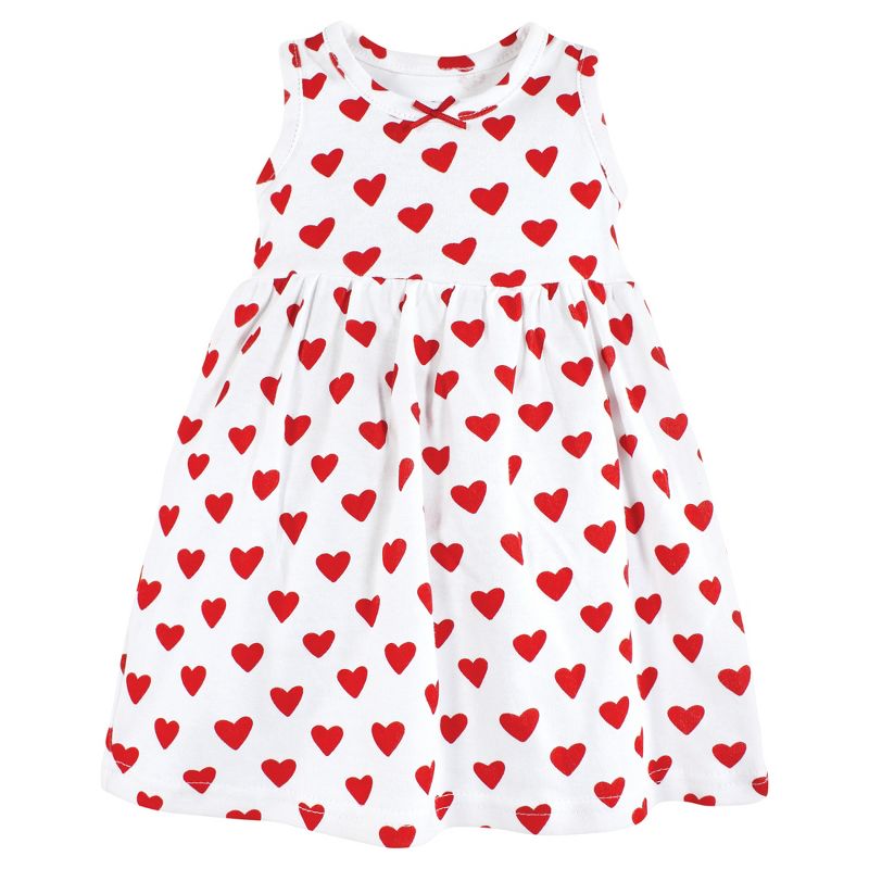 Hudson Baby Infant and Toddler Girl Cotton Dress and Cardigan Set, Red Hearts, 4 of 6