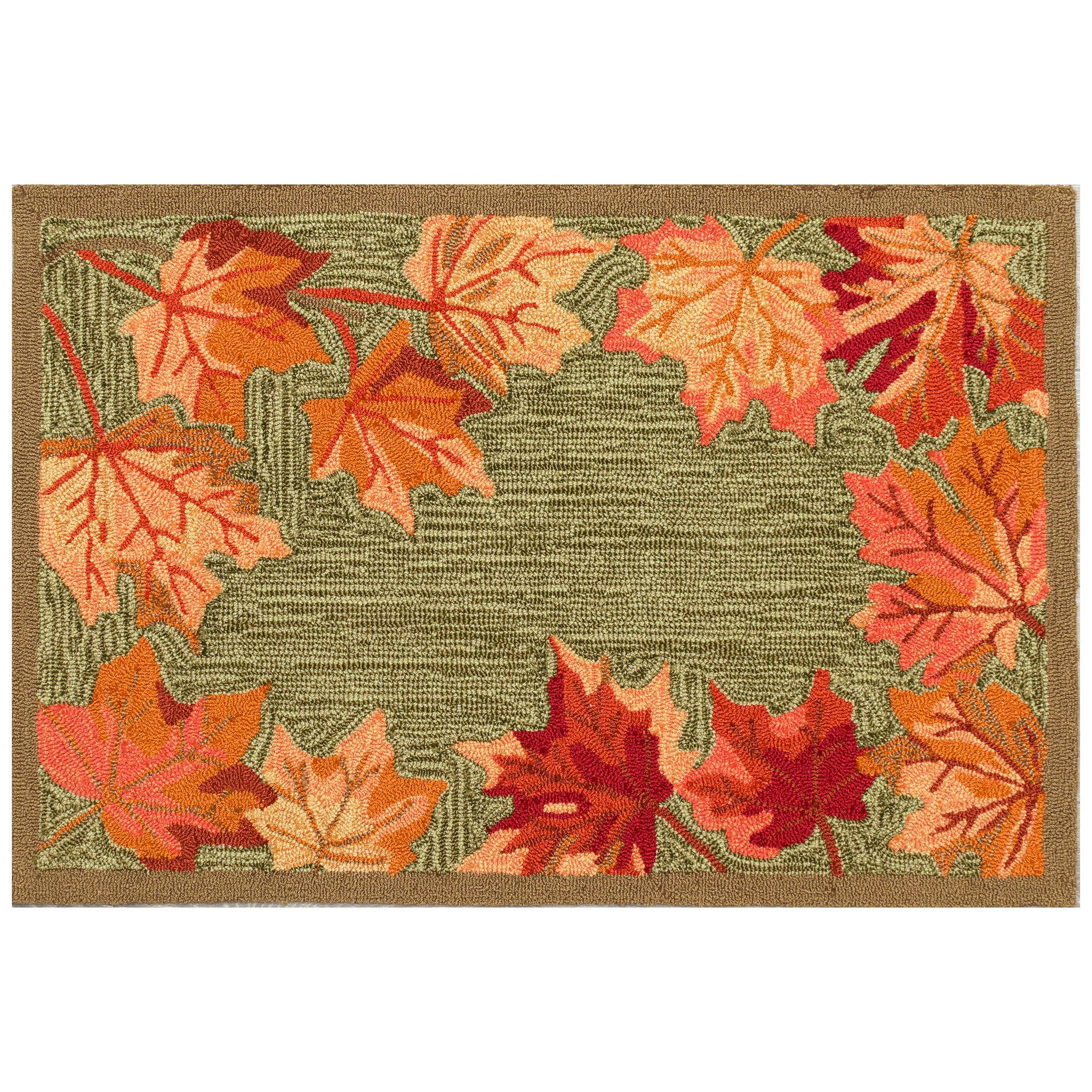 Lush Decor Ravella Falling Leaves Border Indoor/Outdoor Rug