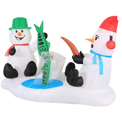Occasions 6' INFLATABLE SNOWMEN ICE FISHING, 6 ft Tall, Multicolored