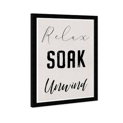 13" x 19" Relax and Unwind Motivational Quotes Framed Wall Art Gray - Wynwood Studio: Modern Bath & Laundry Decor
