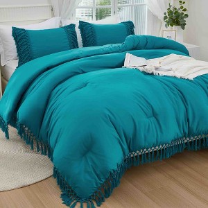 BAGOKIE 3 Pieces Boho Tassel Bed in a Bag Comforter Set - 1 of 4