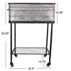 Storied Home Metal Planter Tub on Stand with Rolling Wheels, Galvanized Silver and Black - 2 of 4