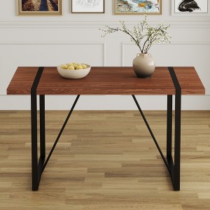 NicBex 55" Modern Rectangle  Dining Table,Kitchen Table with MDF Tabletop and Metal Legs for 4-6 Seaters,Brown Black - 1 of 4