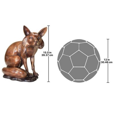 Bronze Handcrafted Sitting Fox Garden Statue