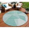 Mint Green And Aqua Geometric Washable Indoor Outdoor Area Rug - 2 of 4