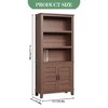 71 in Farmhouse Bookcase w/Doors, Vintage Bookshelf with Storage Cabinet & Adjustable Shelf, 5-Tier Retro Book Shelf Rustic Bookcase for Living Room - 3 of 4