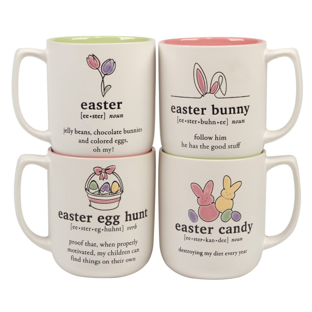 Photos - Glass Certified International  18oz Easter Words Mugs (Set of 4)