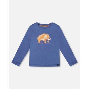 Deux par Deux Boy Organic Cotton Long Sleeve T-Shirt Blue - 1 of 4
