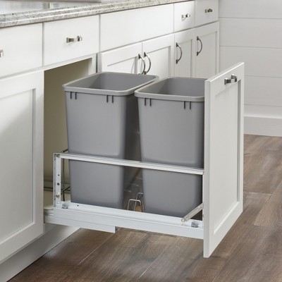 Silver Polymer 35 Quart Replacement Trash Bins, Set of 2