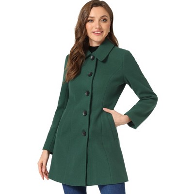 Allegra K Women's Collar Long Sleeve Single Breasted Winter Long Coat