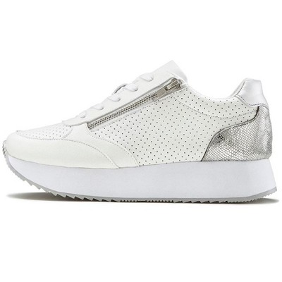 Женские кроссовки Lascana Women's Zip Detail Platform Sneakers - LASCANA - Silver Solid 7 — фото 3