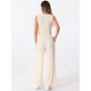 Allegra K Women's 2 Piece Crew Neck Sleeveless Crop Tank and Wide Leg Pants Summer Lounge Set - 4 of 4
