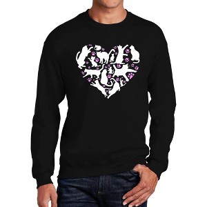 LA Pop Art Cat Heart - Men's Word Art Crewneck Sweatshirt - 1 of 4