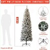 Pencil Christmas Tree Prelit, Partially Flocked & Frosted Skinny Xmas Tree with PVC Branch Tips, Lights, Foldable Stand - 3 of 4
