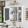 Wall Mounted Bathroom Storage Cabinet with Mirror, Wall Mounted Medicine Cabinet with Doors, 6 Open Shelves, White Storage Organizer -The Pop Home - 2 of 4