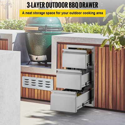VEVOR Outdoor Kitchen Drawers 14.7\" W x 25.4\" H x 18.7\" D, Box Frame Style Flush Mount BBQ Drawers with Stainless Steel Handle, Silver — фото 3