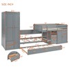 Twin Size Wooden Bunk Bed with Trundle, Cabinet, Wardrobe, Desk and Drawers - ModernLuxe - 3 of 4
