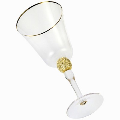 Luxurious Gold and Rhinestone Studded Wine Goblet Set