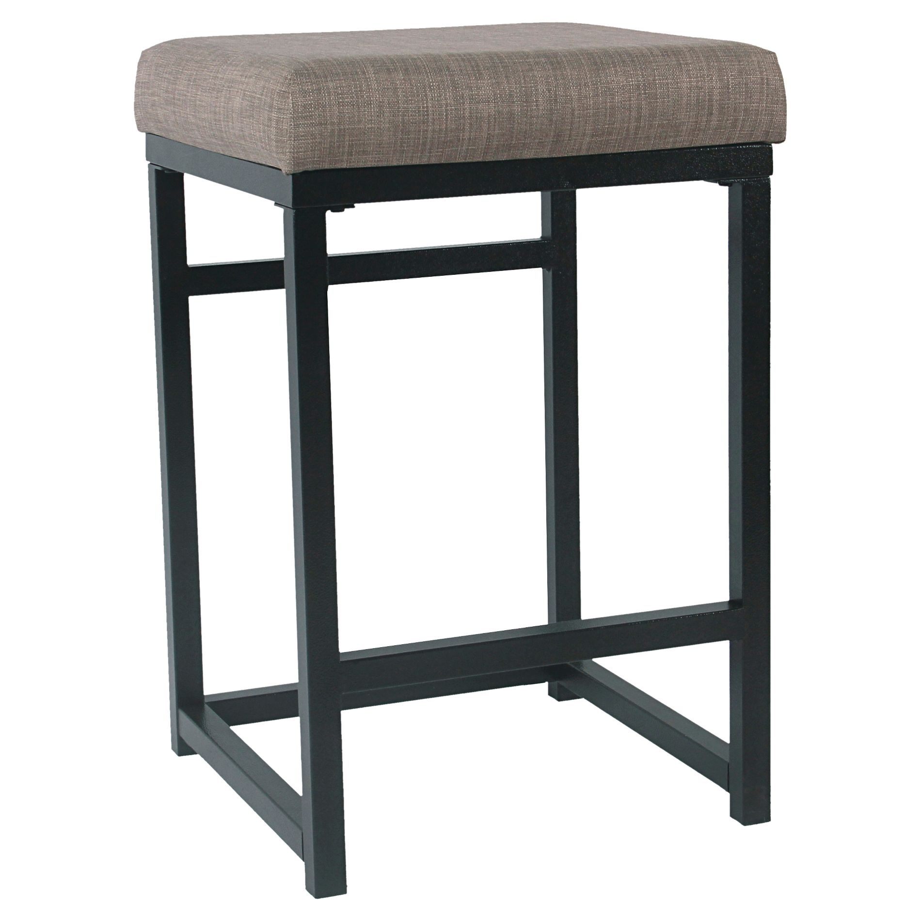 24" Open Back Metal Counter Height Barstool Dark Gray - HomePop: Kitchen Island Seating