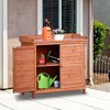 39" Potting Bench Table, Rustic Garden Wood Workstation with 2-Tier Shelves and Side Hook - ModernLuxe - 2 of 4