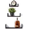 Display Floating Wooden Shelves with Espresso Finish - Set of 3 Wall Decoration Shelves - Homeitusa - 2 of 4